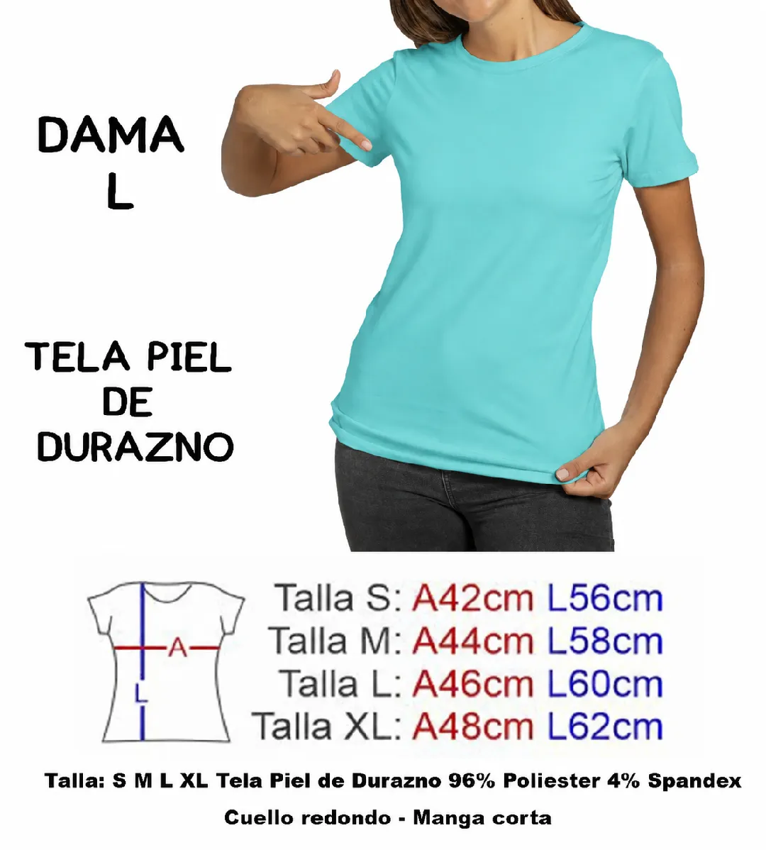 CAMISETA VERDE MENTA  PIEL DE DURAZNO DAMA TALLA L