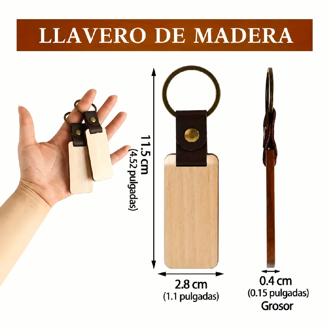 LLAVERO EN MADERA RECTANGULAR
