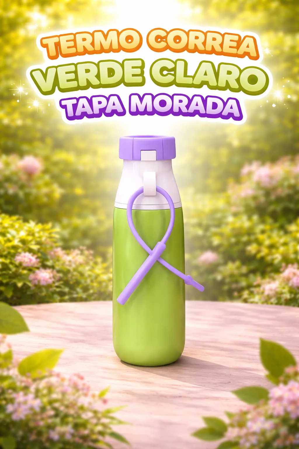 TERMO CORREA VERDE CLARO TAPA MORADA