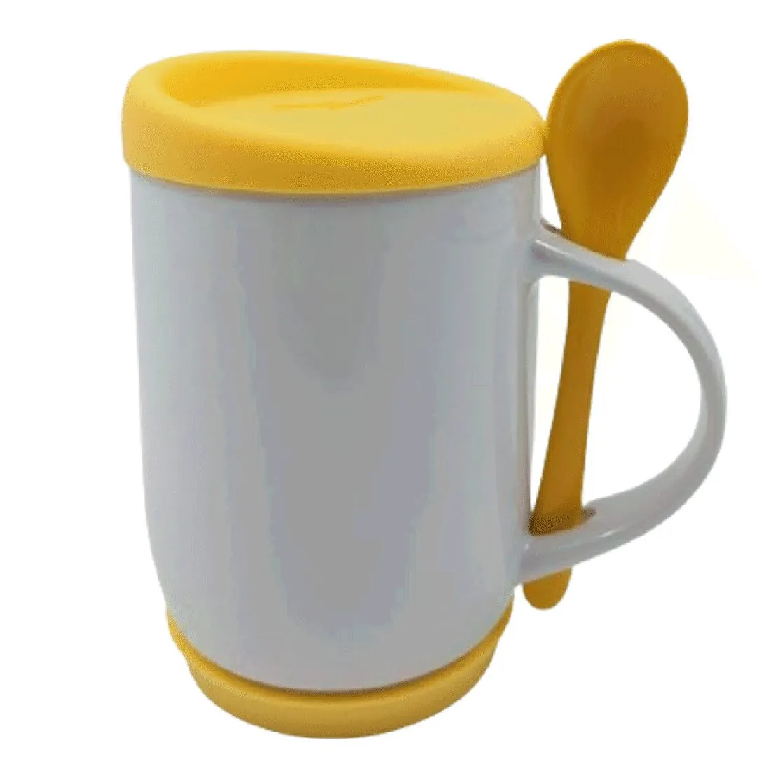 MUGS CUCHARA TAPA SILICONA AMARILLO