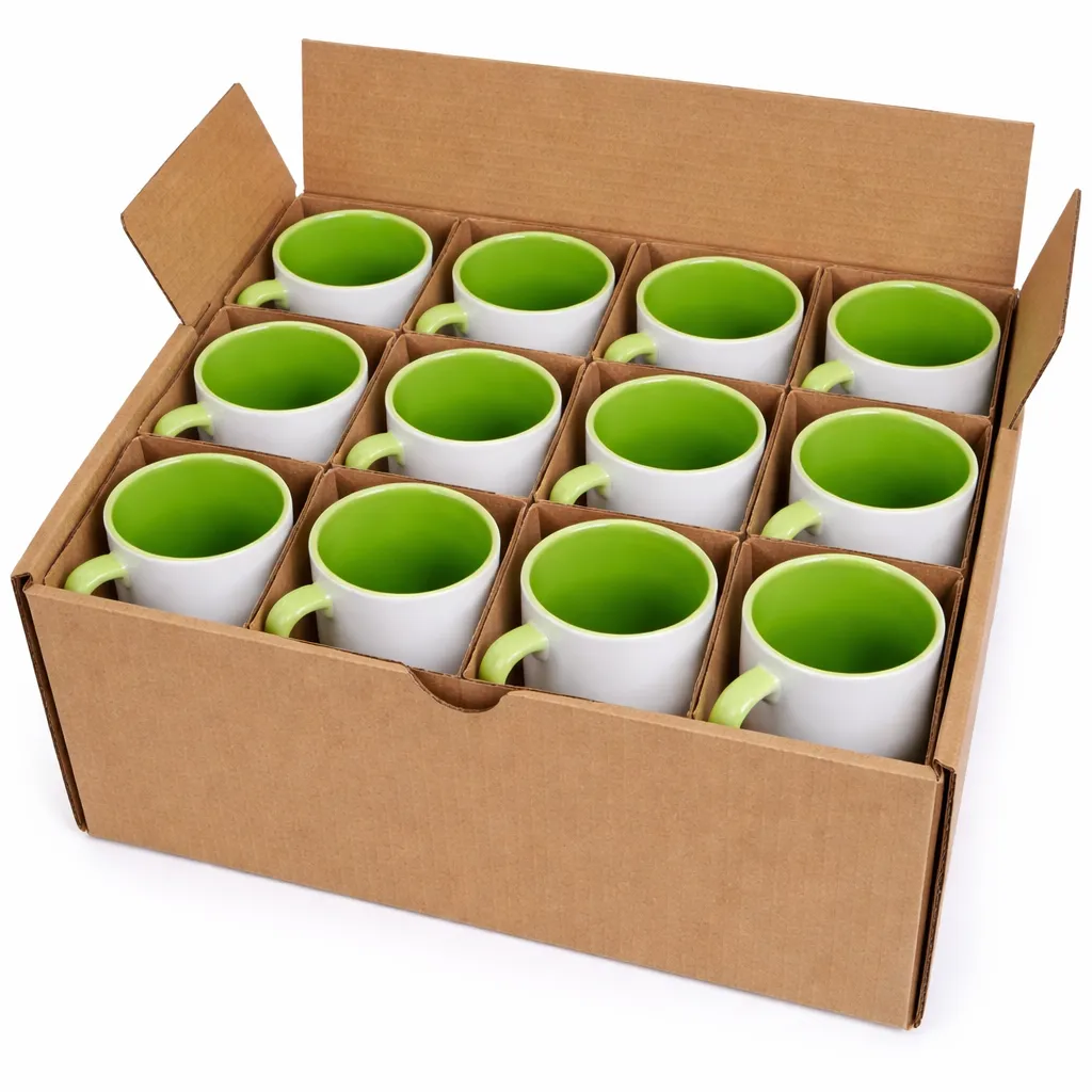 MUGS COLOR INTERNO Y OREJA VERDE CLARO POR 12 UNIDADES