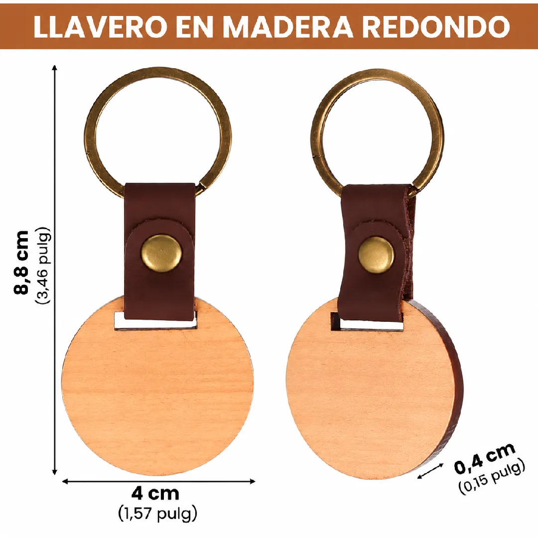 LLAVERO EN MADERA REDONDO