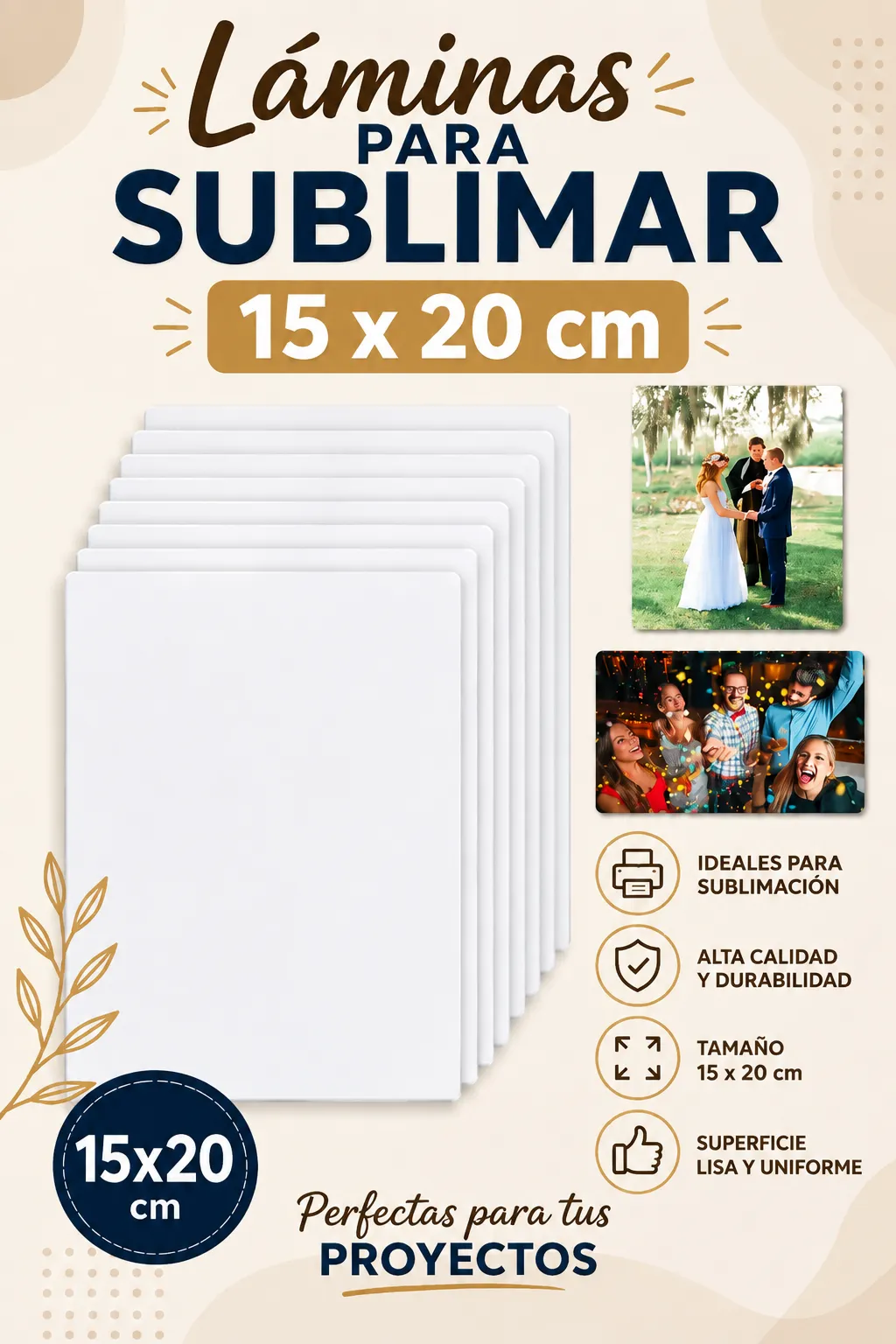 LAMINAS PARA SUBLIMAR BLANCAS 15 X 20 CM