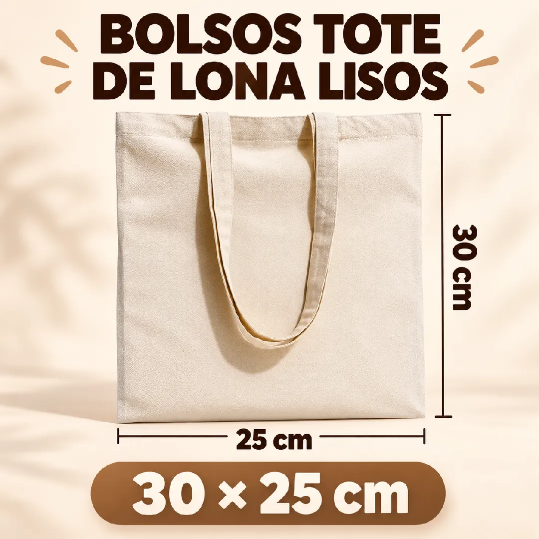 BOLSOS TOTE DE LONA LISOS 30 x 25 cm