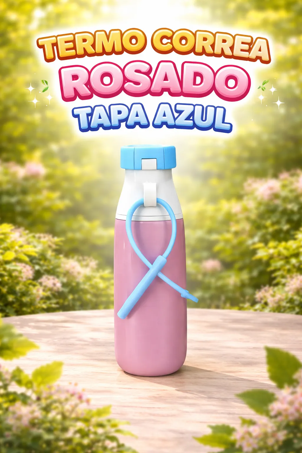 TERMO CORREA ROSADO TAPA AZUL