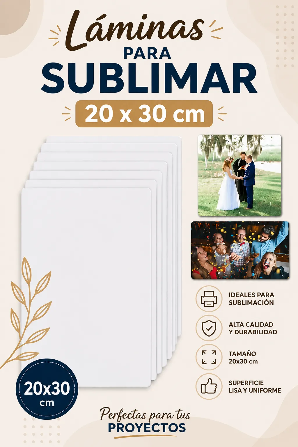 LAMINAS PARA SUBLIMAR BLANCA 20 X 30 CM