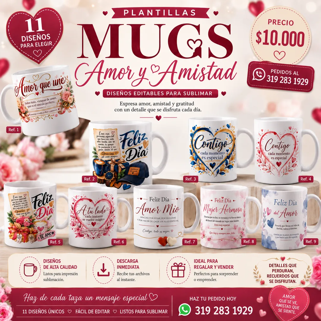 PLANTILLA PARA MUGS AMOR Y AMISTAD 1