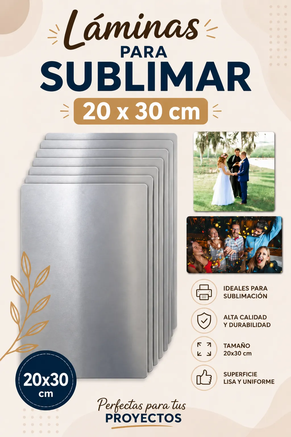 LAMINAS PARA SUBLIMAR PLATEADAS 20 x30