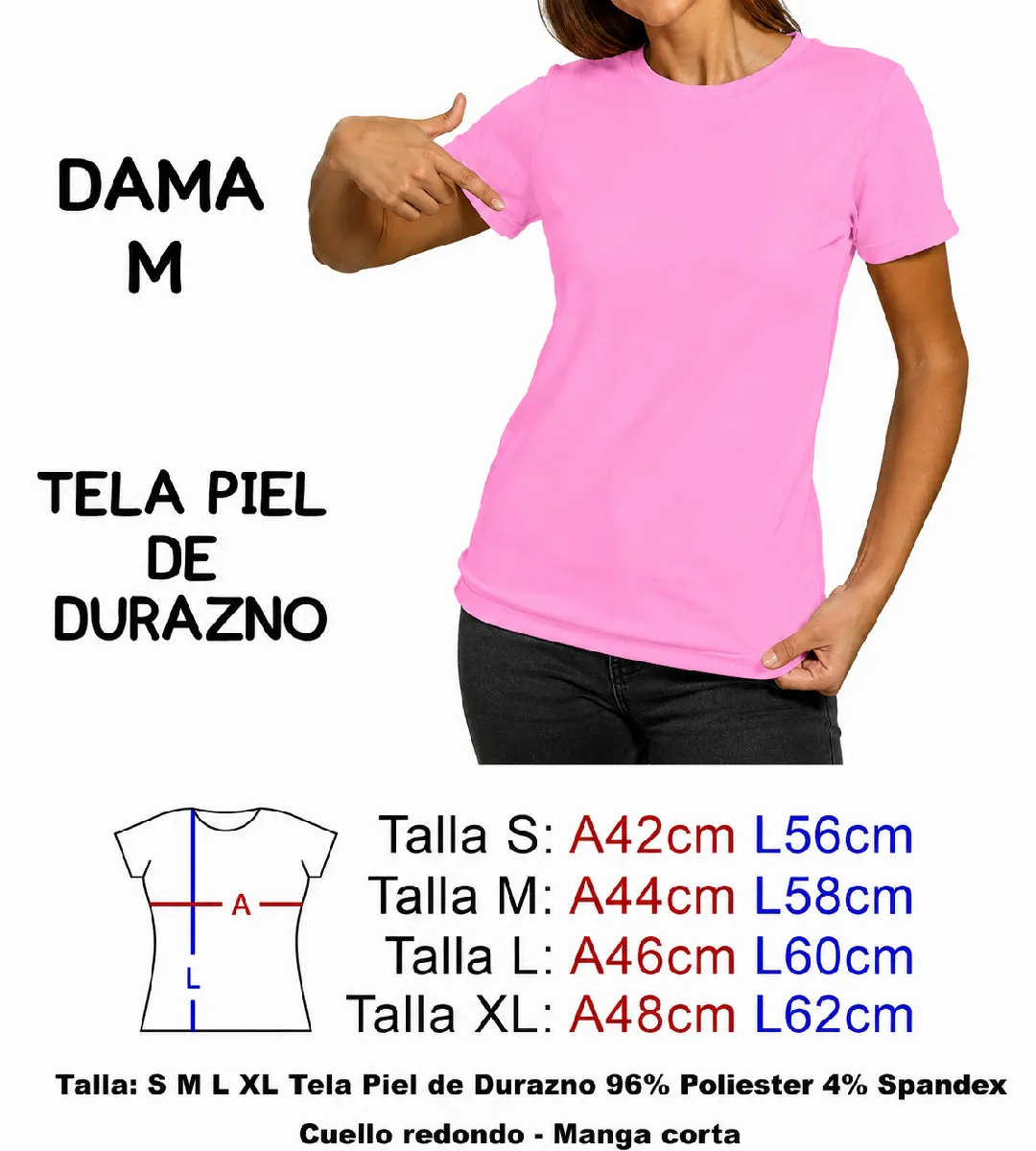 CAMISETA ROSADA PIEL DE DURAZNO DAMA M
