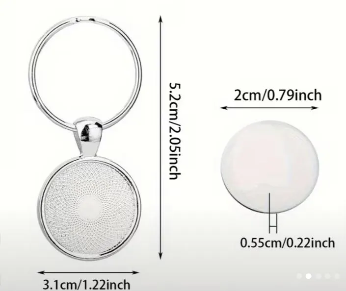 LLAVERO PEQUEÑO METÁLICO PLATEADO CON TAPA DE VIDRIO