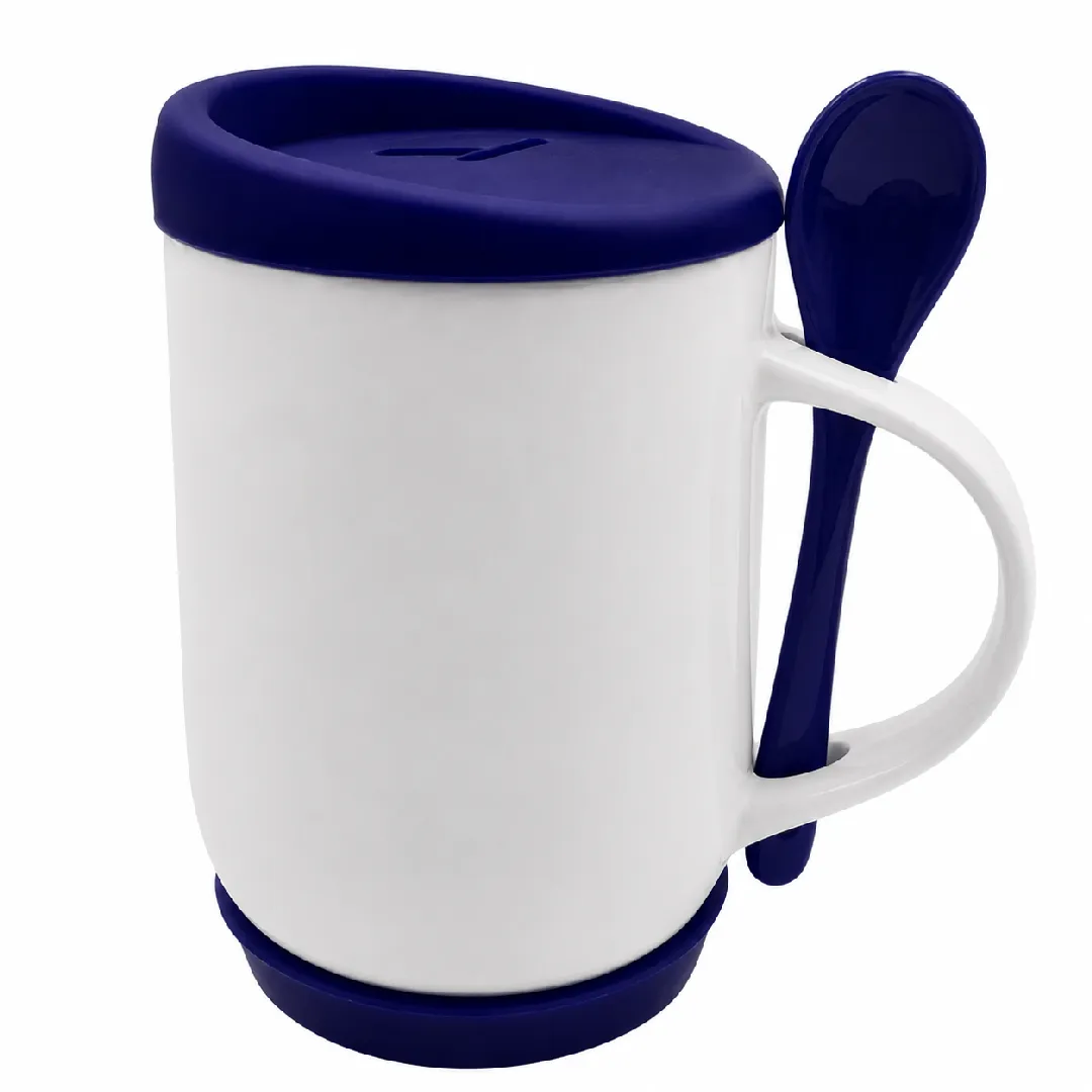MUGS CUCHARA TAPA SILICONA AZUL OSCURO