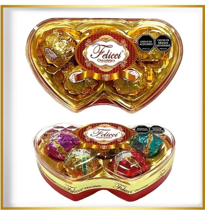 CHOCOLATE DOBLE CORAZON X5 DORADA