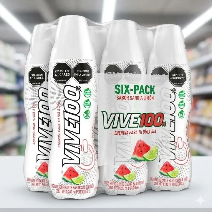 SIX PACK VIVE 100 SANDIA LIMON 380ML