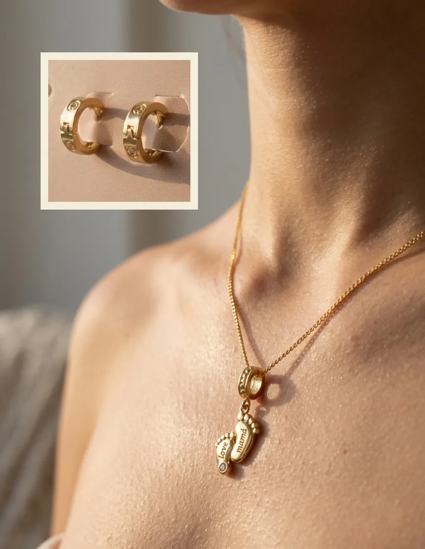 Cadena en acero inoxidable con baño en oro de 24k.