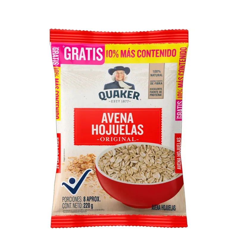 AVENA QUAKER EN HOJUELAS X 220 GM