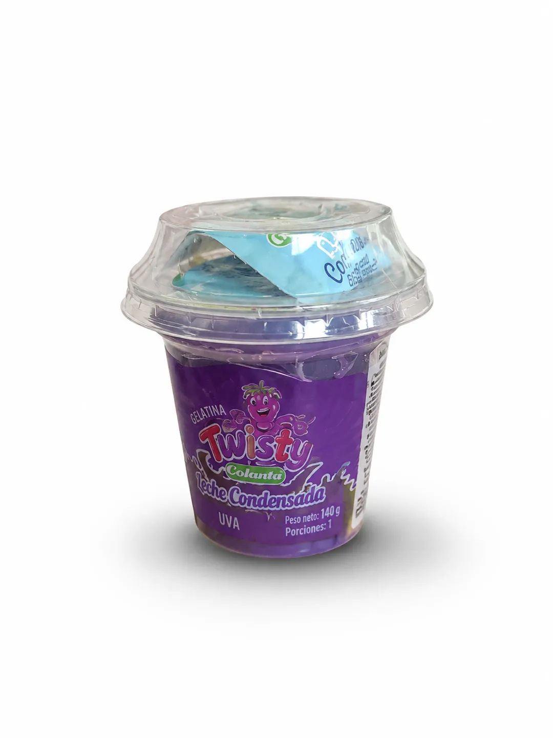 GELATINA TWISTY COLANTA CON  CONDESADA SABOR UVA X 140 G