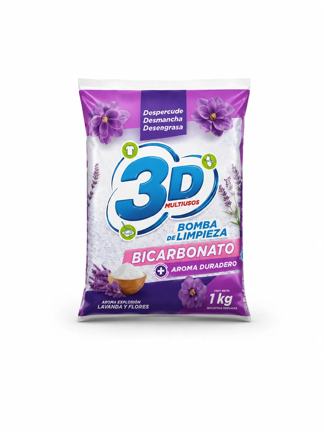 DETERGENTE 3D LAVANDA Y FLORES X 1 KG