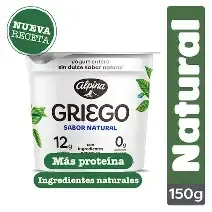 YOGURT GRIEGO SABOR NATURAL ALPINA X 150 GM