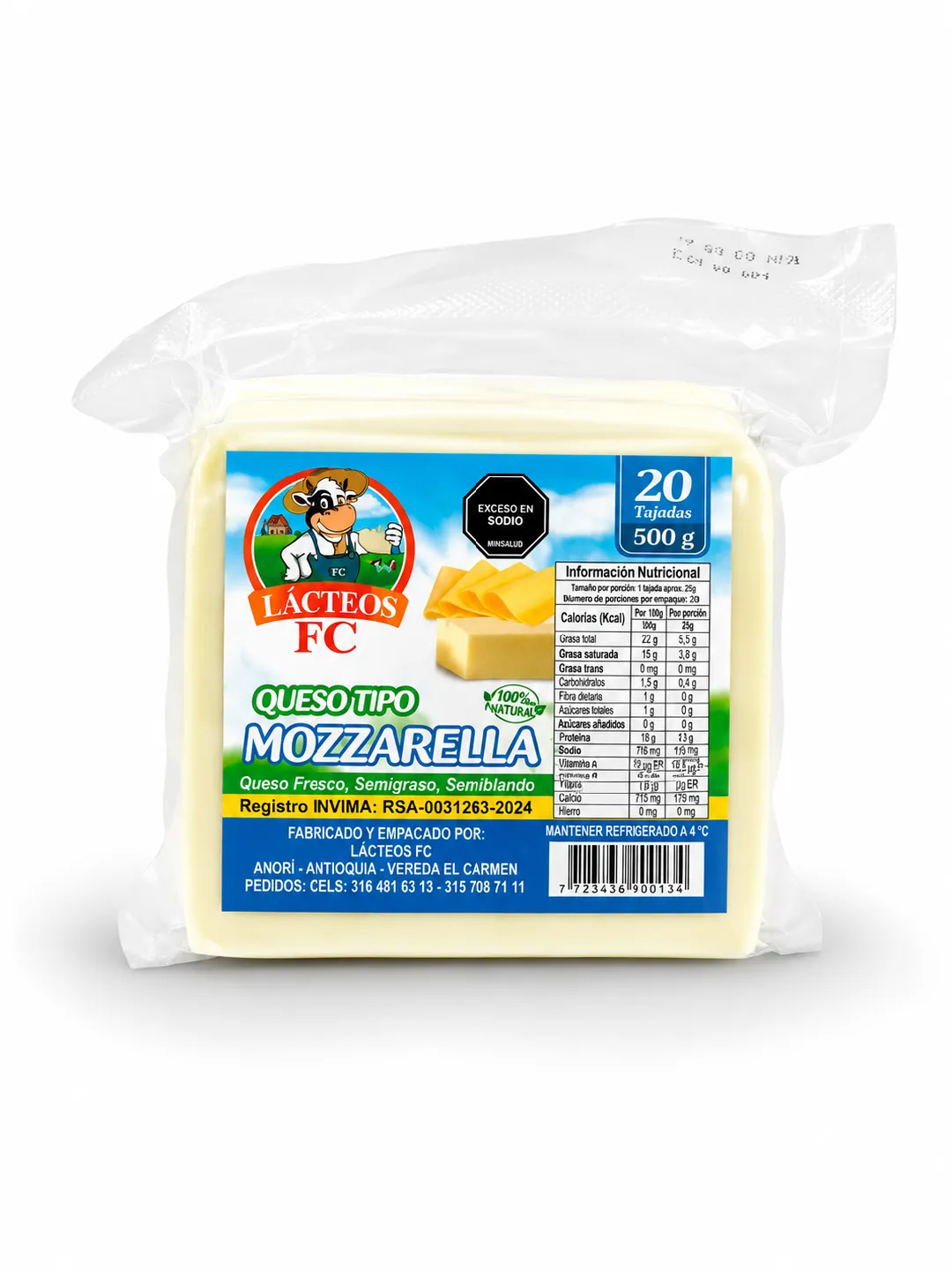 QUESO TIPO MOZARELLA LACTEOS FC X 500 G