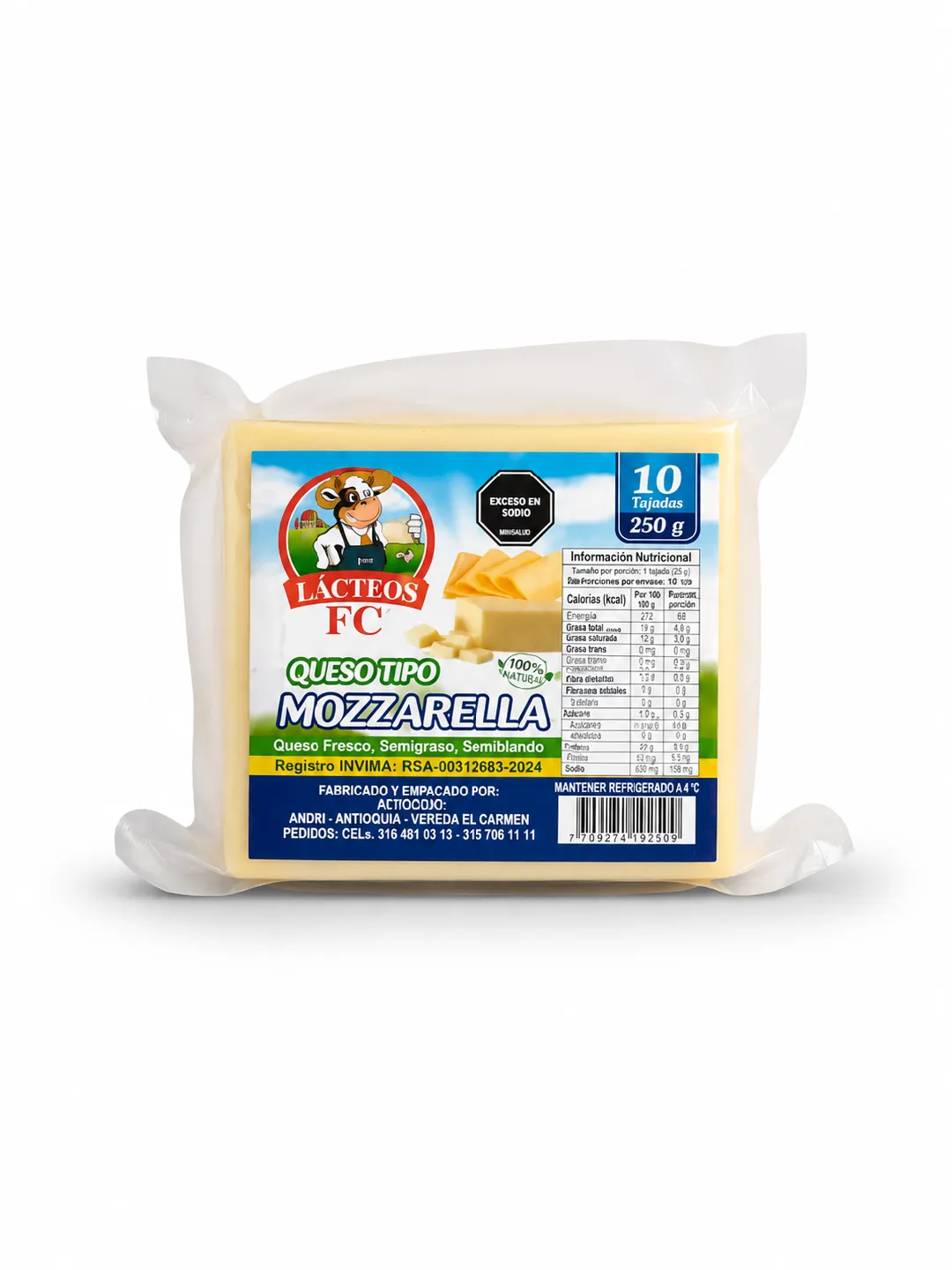 QUESO TIPO MOZARELLA LACTEOS FC X 250 GM