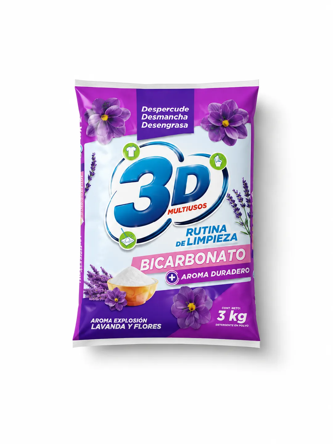 DETERGENTE 3D LAVANDA Y FLORES X 3 KG
