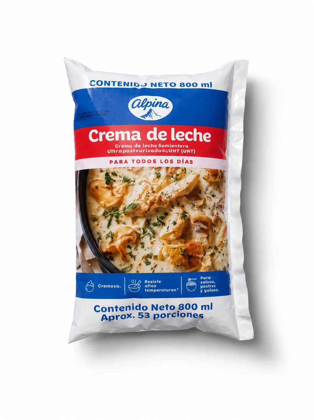 CREMA DE LECHE ALPINA SEMIENTERA X 800 ML