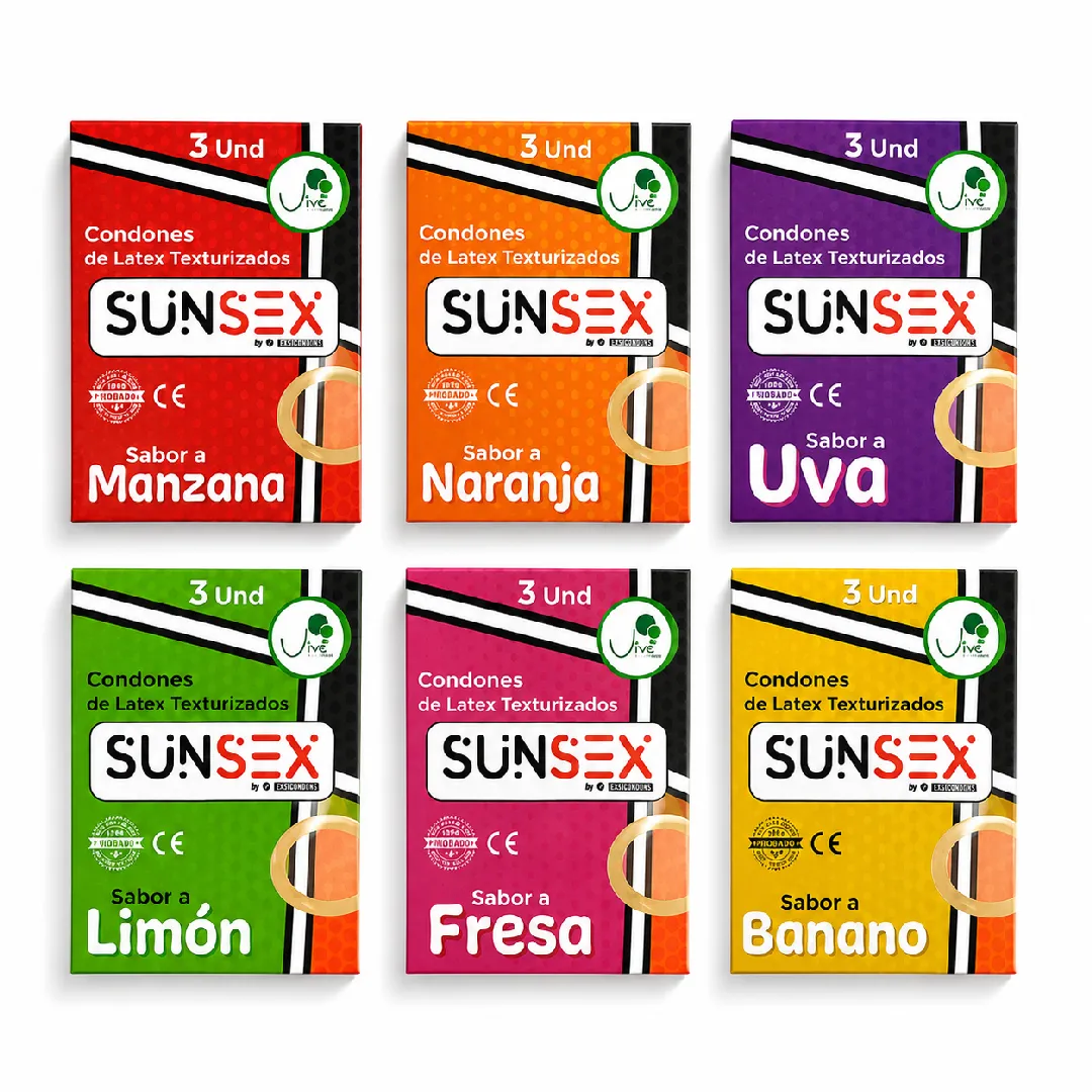 CONDONES DE LATEX TEXTURIZADOS SUNSEX X 3 UND