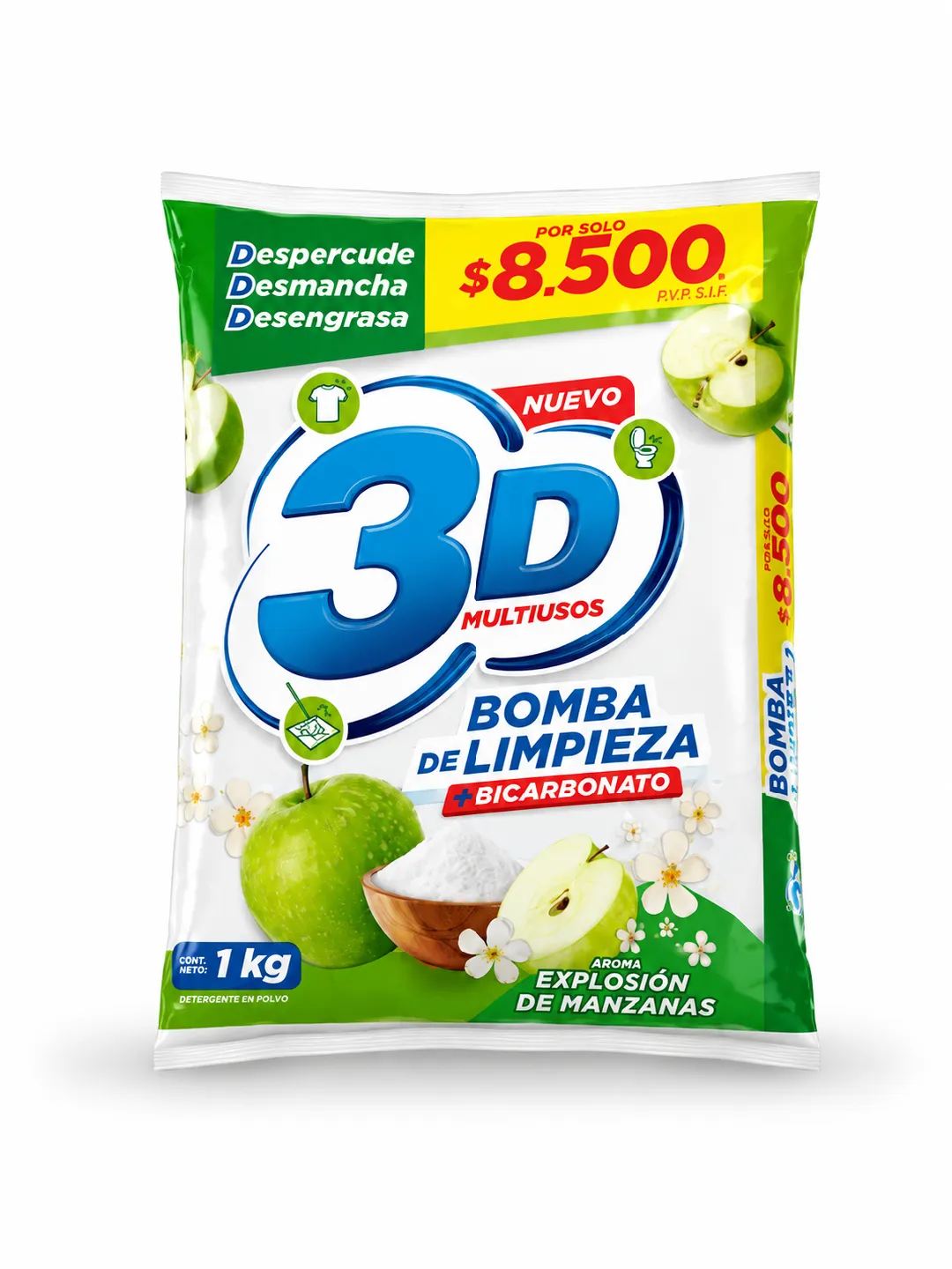 DETERGENTE 3D MANZANA X 1 KG