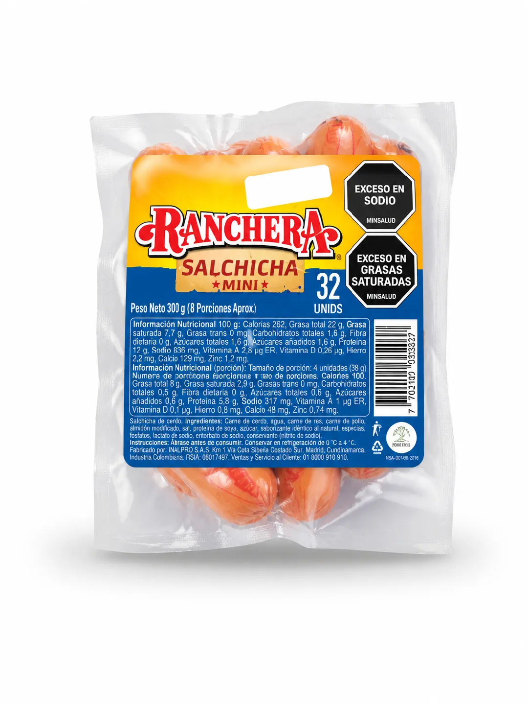 SALCHICHA MINI RANCHERA 300 GM X 32 UNDS