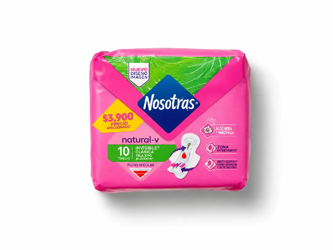 TOALLAS NOSOTRAS NATURAL-V INVISIBLE CLASICA X 10 UNDS