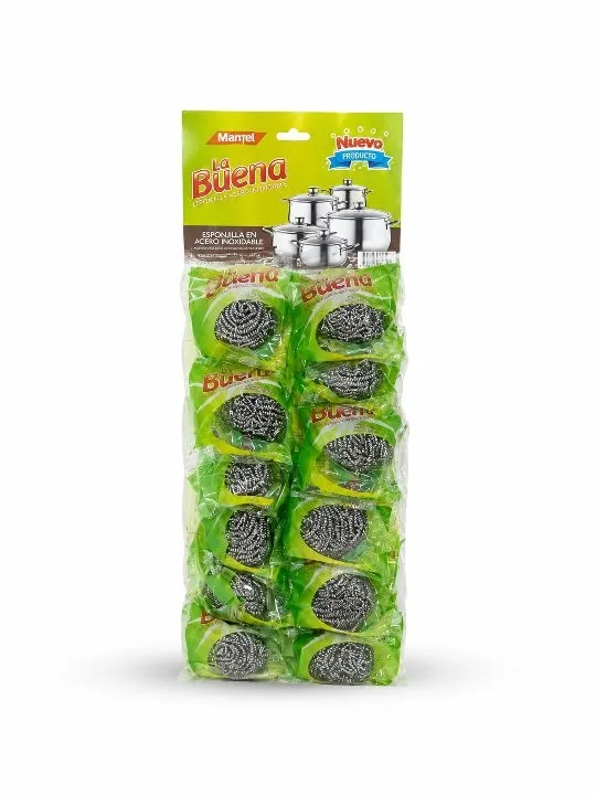 ESPONJA EN ACERO INOXIDABLE  LA BUENA  X 14 UNDS