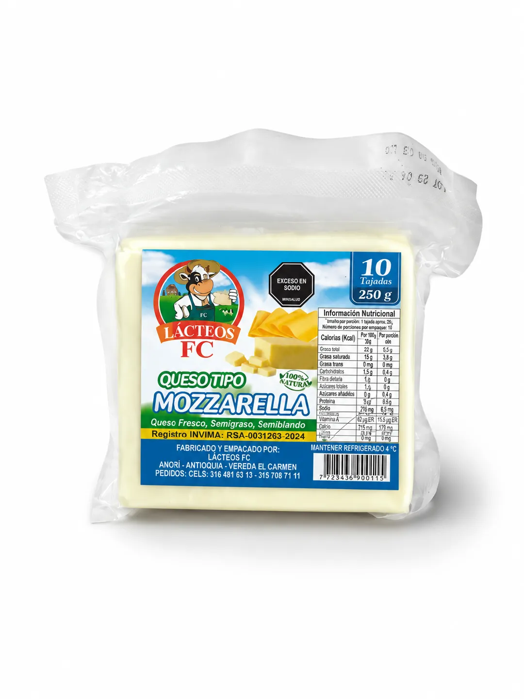 QUESO TIPO MOZARELLA LACTEOS FC X 250 G