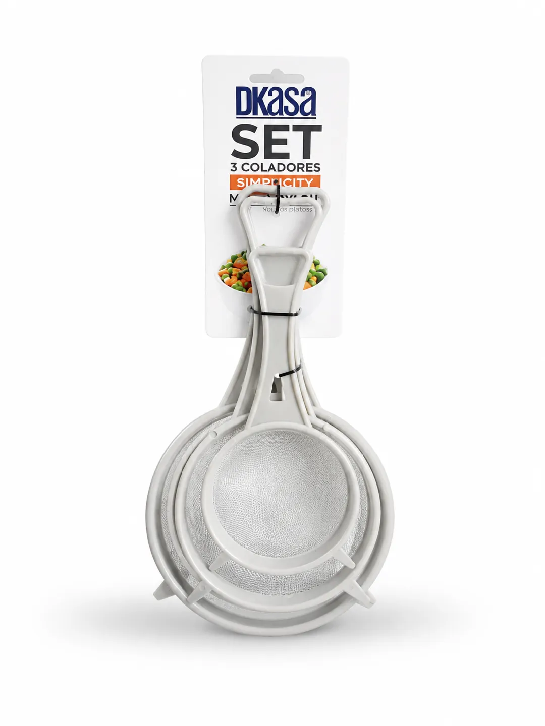 SET 3 COLADORES PLASTICOS DKASA MALLA NYLON