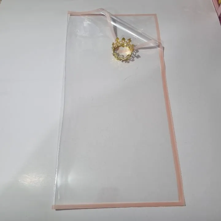 PAQUETE PAPEL COREANO TRANSPARENTE BORDE ROSADO