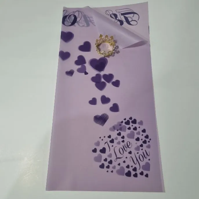 UNIDAD PAPEL COREANO LILA UN CORAZONES MORADOS TRASLÚCIDO