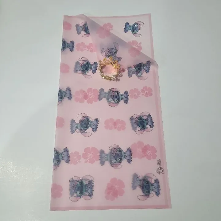 PAQUETE PAPEL COREANO STITCH ROSADO FLOR TRASLÚCIDO