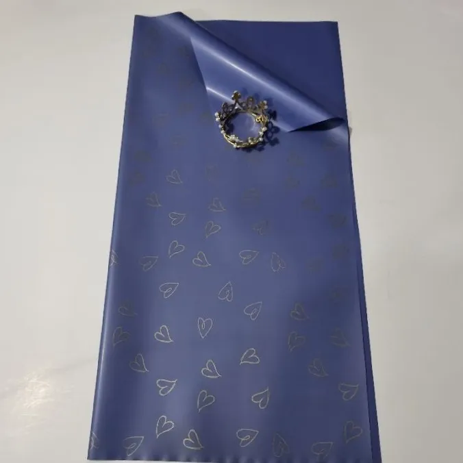 UNIDAD PAPEL COREANO AZUL CORAZONES DORADOS MATE