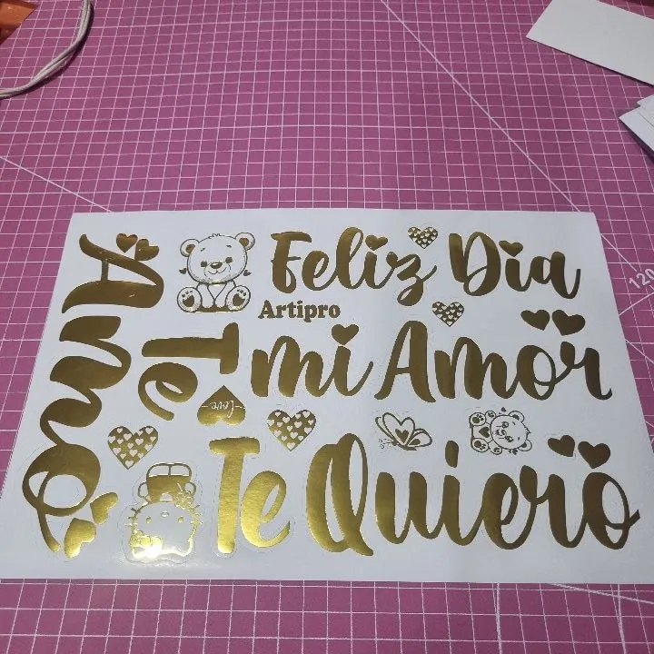 STICKERS AMOR MODGR4 DORADO