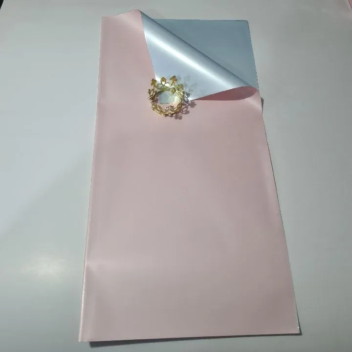 PAQUETE PAPEL COREANO ROSADO REVERSO CELESTE MATE