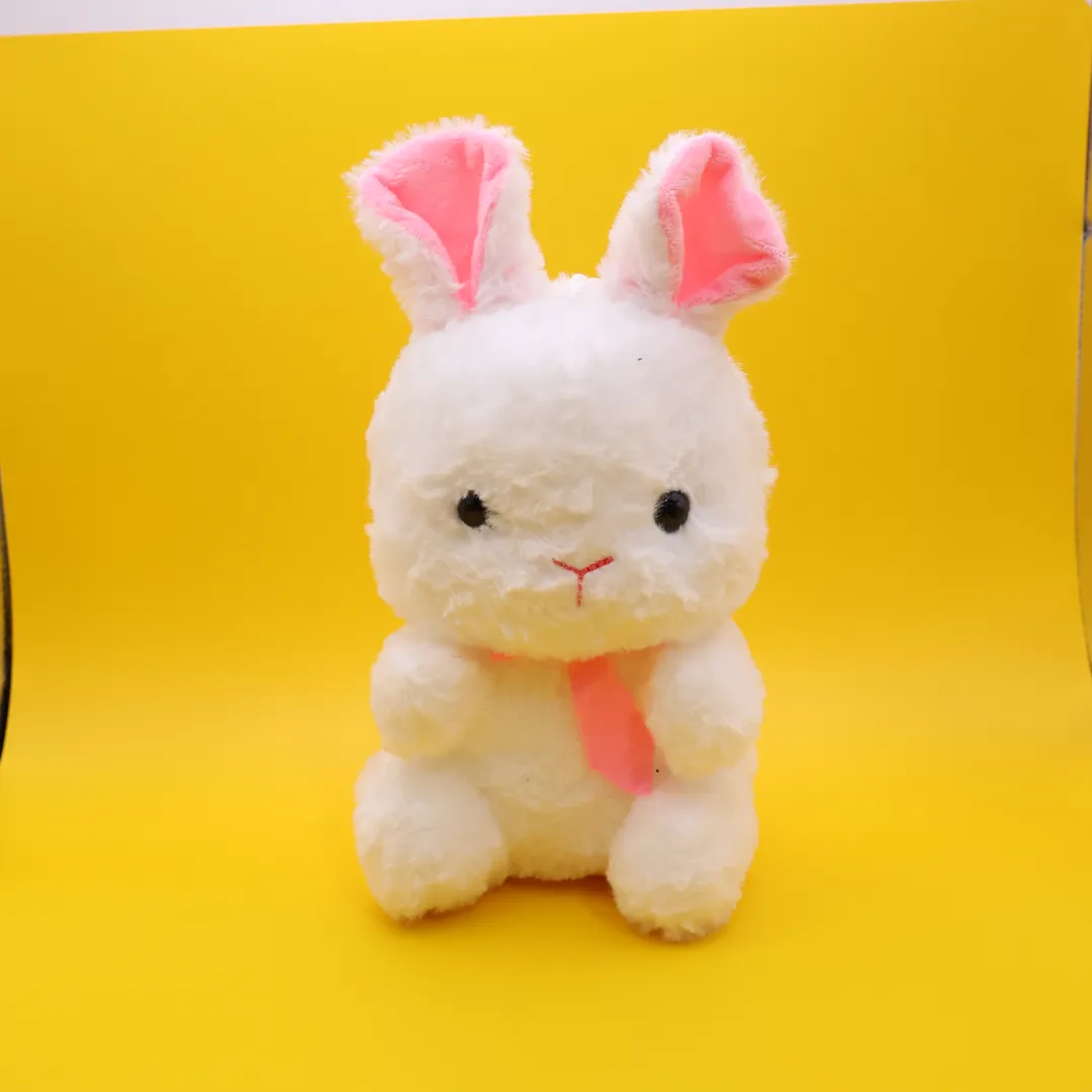 PELUCHE CONEJA BLANCA CON ROSA 14CM