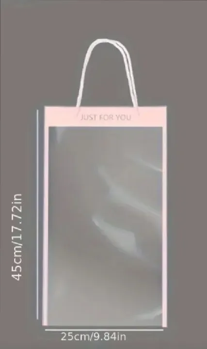 BOLSA TRANSPARENTE BORDE ROSADO 45CM X 25CM