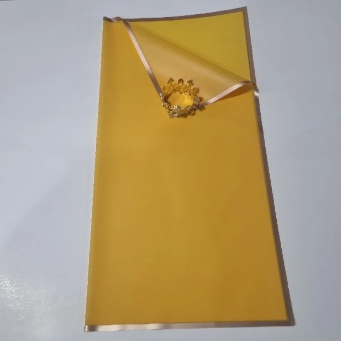 UNIDAD PAPEL COREANO AMARILLO ORO BORDE DORADO TRASLÚCIDO