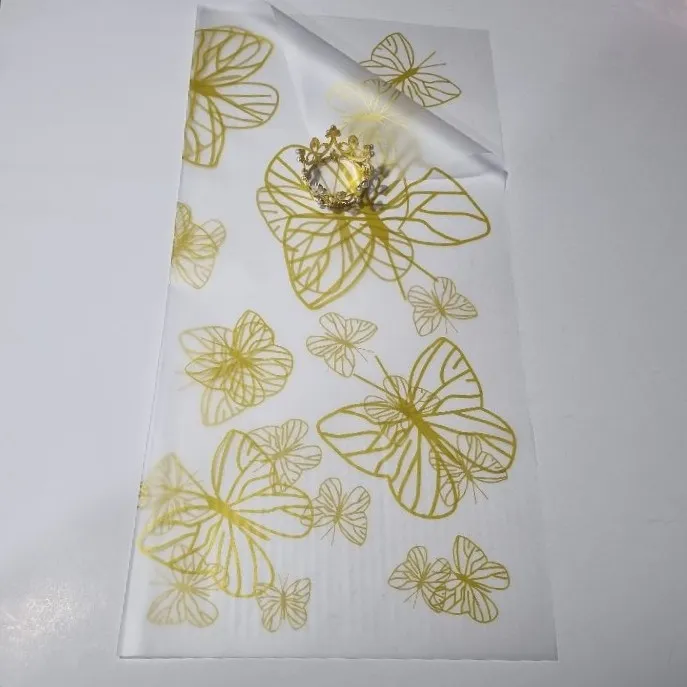 UNIDAD PAPEL COREANO BLANCO CON MARIPOSA DORADA TRASLUCIDO