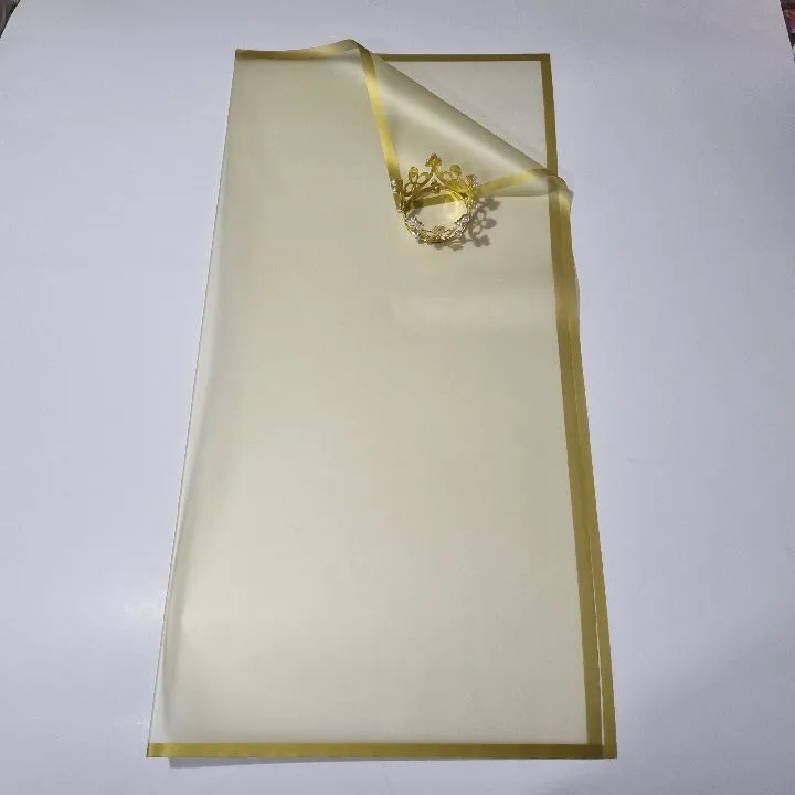 PAQUETE PAPEL COREANO DORADO CON BORDE DORADO  X PAQ(20U) TRASLUCIDO