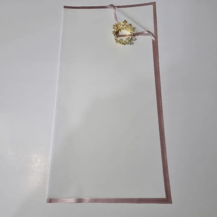 UNIDAD PAPEL COREANO BLANCO BORDE ORO ROSA TRASLÚCIDO