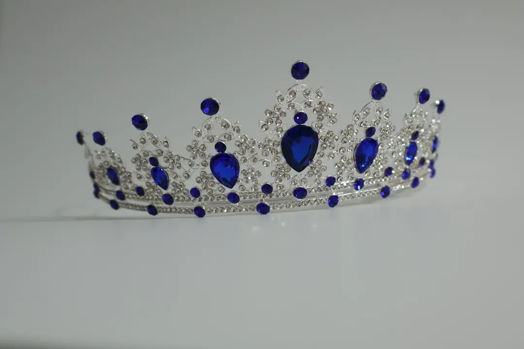 TIARA PLATEADA CON AZUL 1809