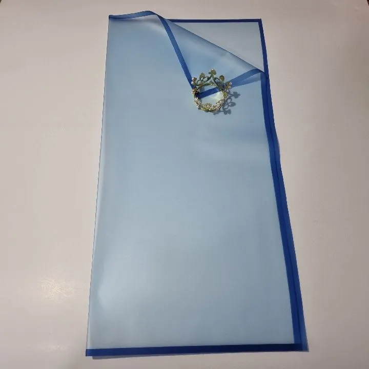 PAQUETE PAPEL COREANO AZUL CON BORDE AZUL X PAQ(20U) TRASLUCIDO