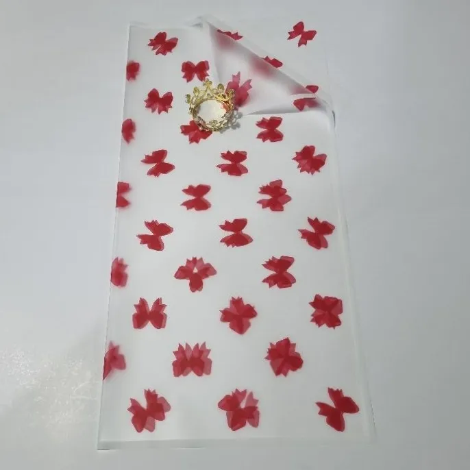 UNIDAD PAPEL COREANO LAZO ROJOS CON BORDE BLANCO TRASLÚCIDO