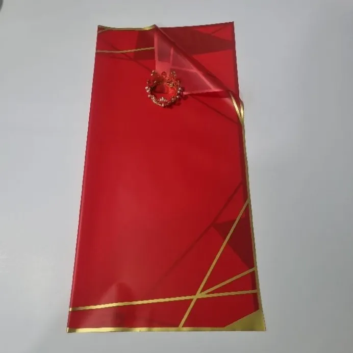 UNIDAD PAPEL COREANO ROJO CON DORADO TRASLUCIDO
