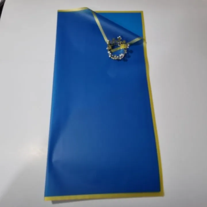 UNIDAD PAPEL COREANO AZUL BORDE DORADO TRASLÚCIDO